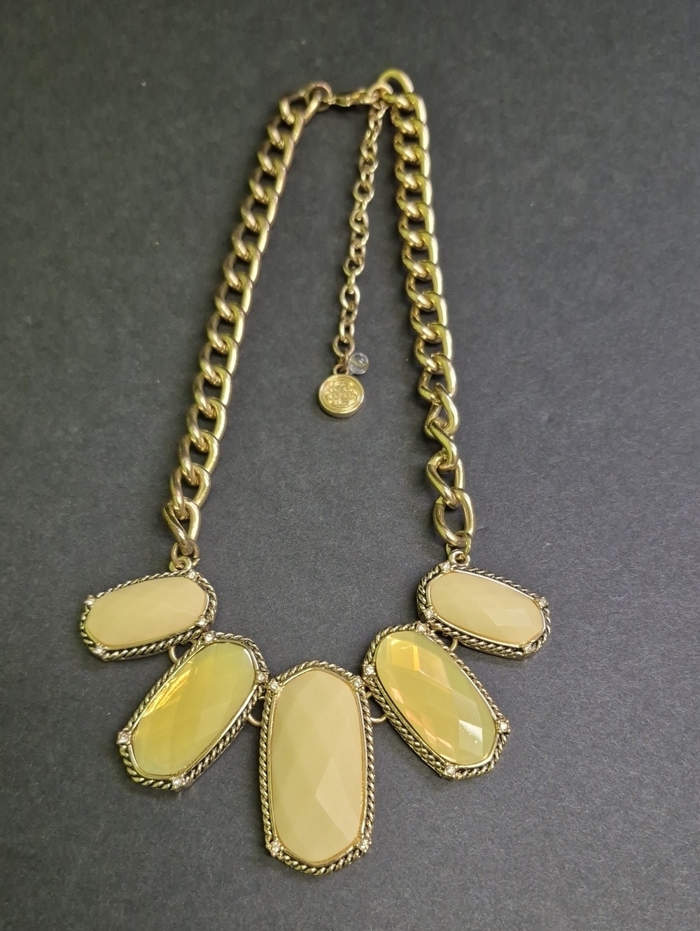Dana Buchman Gold-Tone Faceted Yellow Statement Necklace With Clear Rhinestones